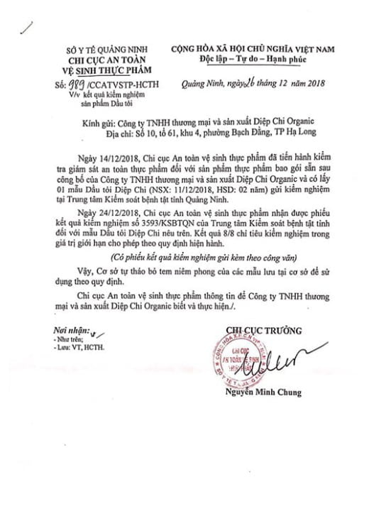 Dầu tỏi Diệp Chi có tốt không? Bài review (đánh giá) 5000 từ 4 giay-chung-nhan-an-toan-san-pham-dau-toi-diep-chi